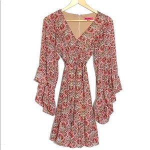 Betsy Johnson bell sleeve floral dress, size 2